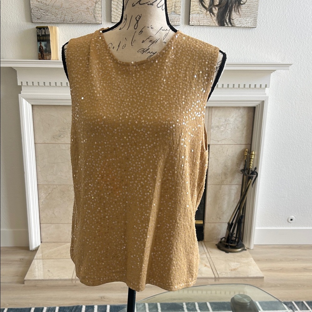 Jones New York Shimmering Gold Muscle Tee
